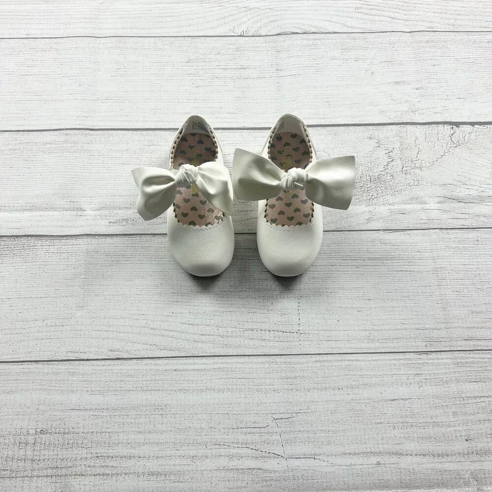 Dreampairs Angie Toddler Girls Shoes White Bow Flats Dress Scalloped Edge 7